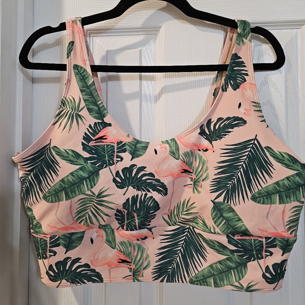 Old Navy Pink and Green Tropical Tank Top